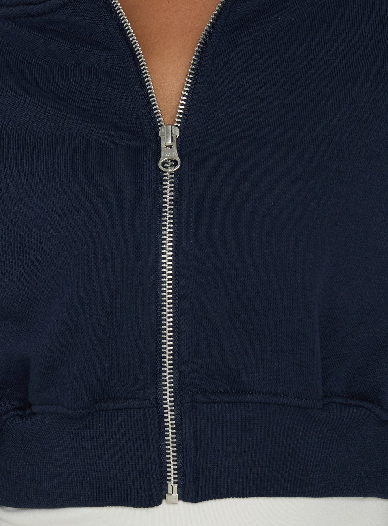 Lanna Fleece Zip Through Cropped Hoodie Navy