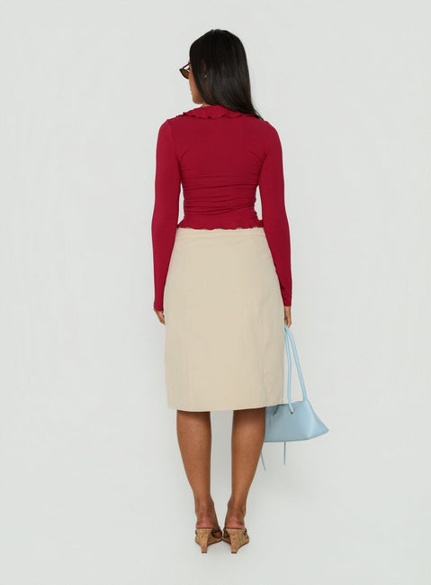 Edeniah Pencil Midi Skirt Beige
