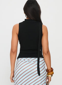 Roana Reversible Scarf Tie Knit Top Black