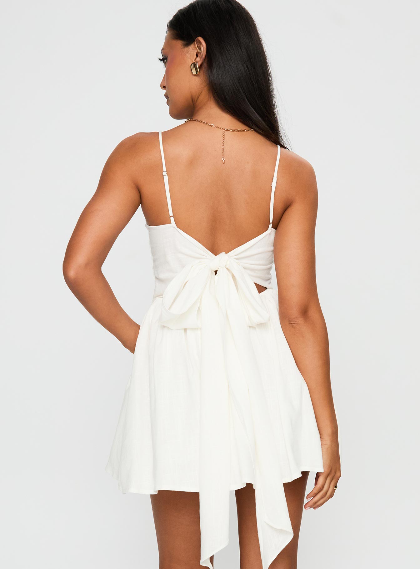 Angel Wings Tie Up Mini Dress White | Princess Polly