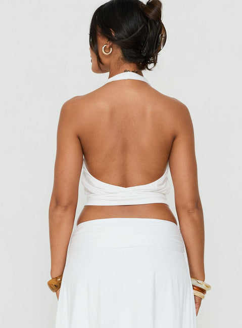 Arabele Halter Wrap Top White