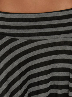 Alevia Asymmetrical Midi Skirt Black / Grey Stripe