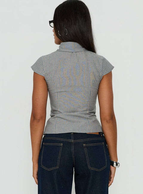 Yalanda Cut Out Collared Top Multi Stripe