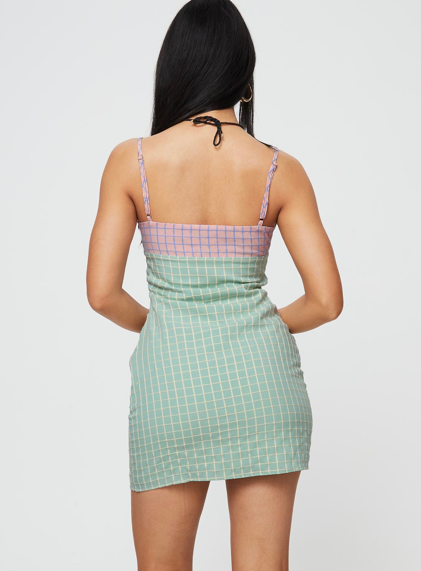 product Princess Polly Sweetheart Neckline  Bumbles Check Mini Dress Pink / Green