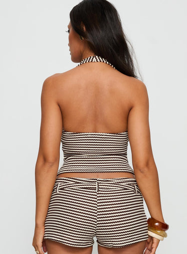 Olimpia Halter Top Brown Stripe