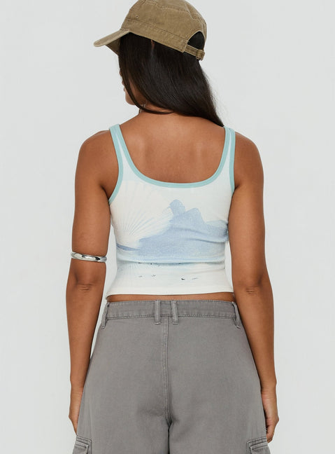 Soft Ember Graphic Tank Top Blue