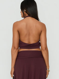 Arabele Halter Wrap Top Plum Noir