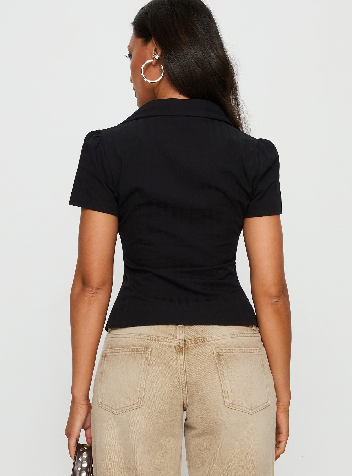 What A Show Button Up Top Black