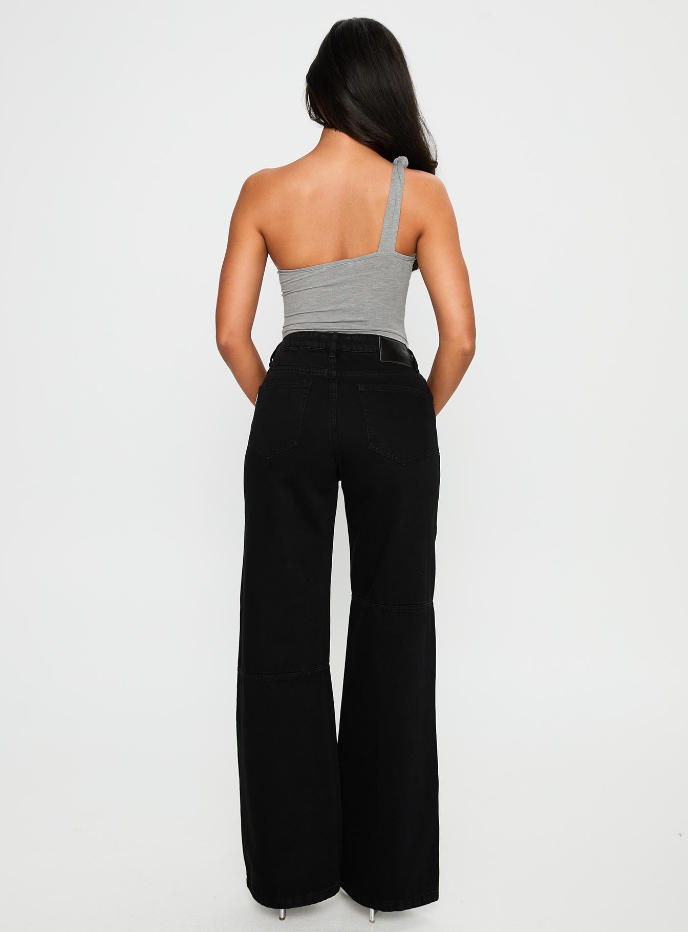 Defender Mid Rise Wide Leg Jeans Black