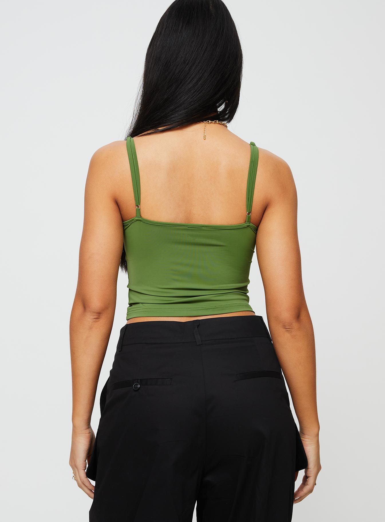 product Princess Polly Sleeveless Asymmetric Neckline  Kazan Cami Olive