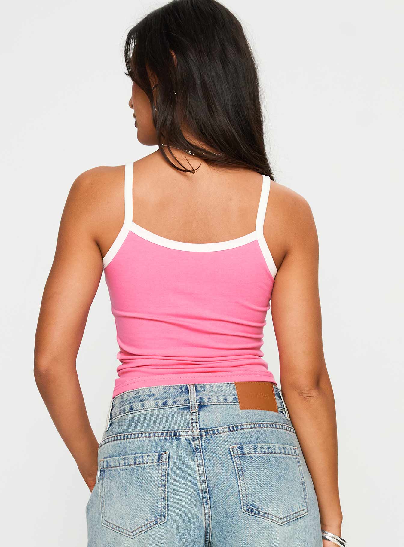 Call My Bluff Lace Trim Top Pink / White