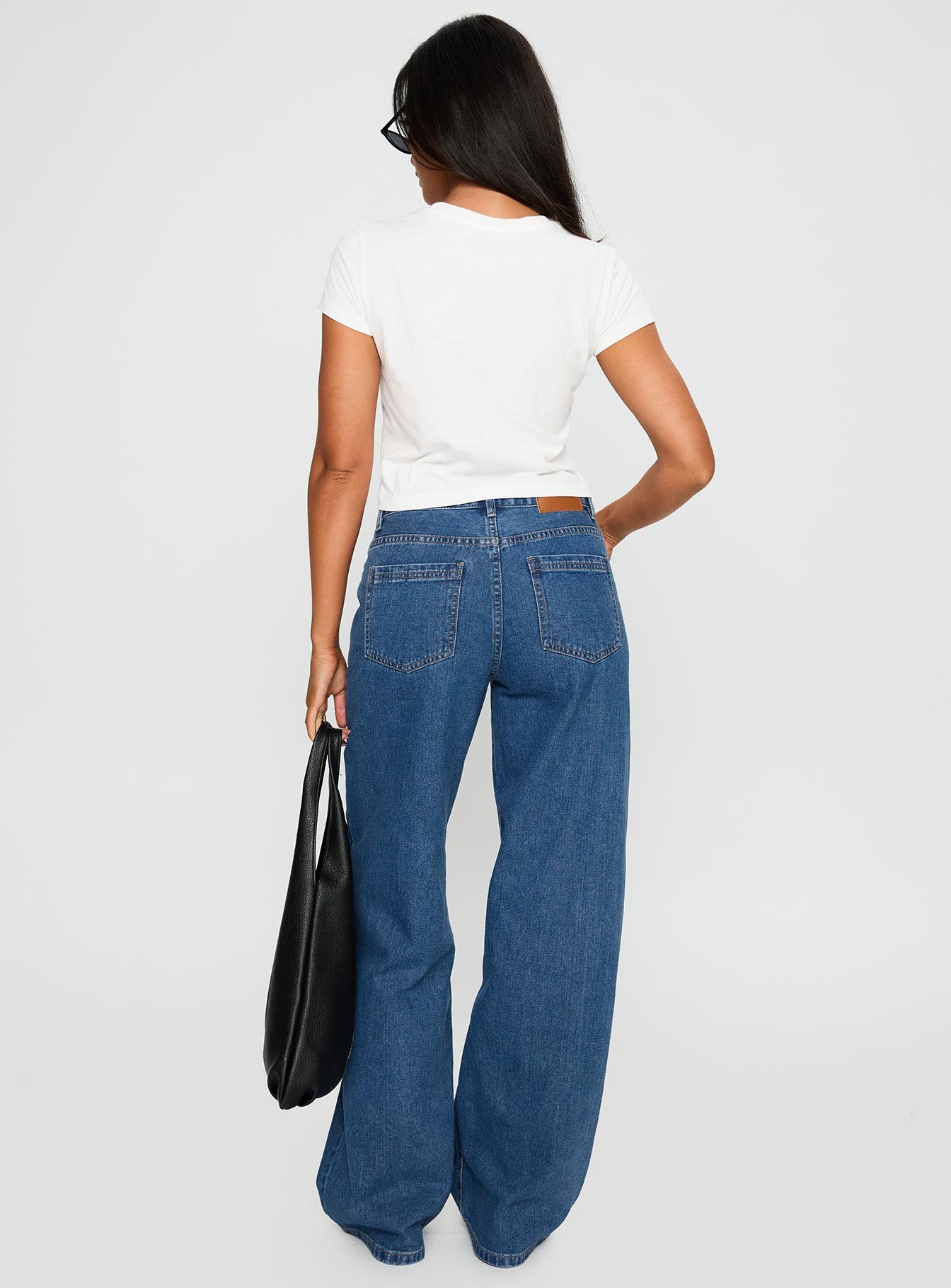 Taji Mid Rise Wide Leg Jeans Dark Blue