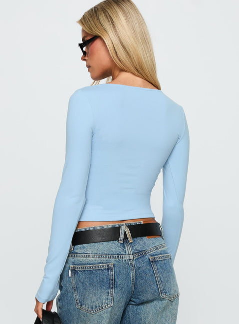 Sold On You Long Sleeve Top Blue