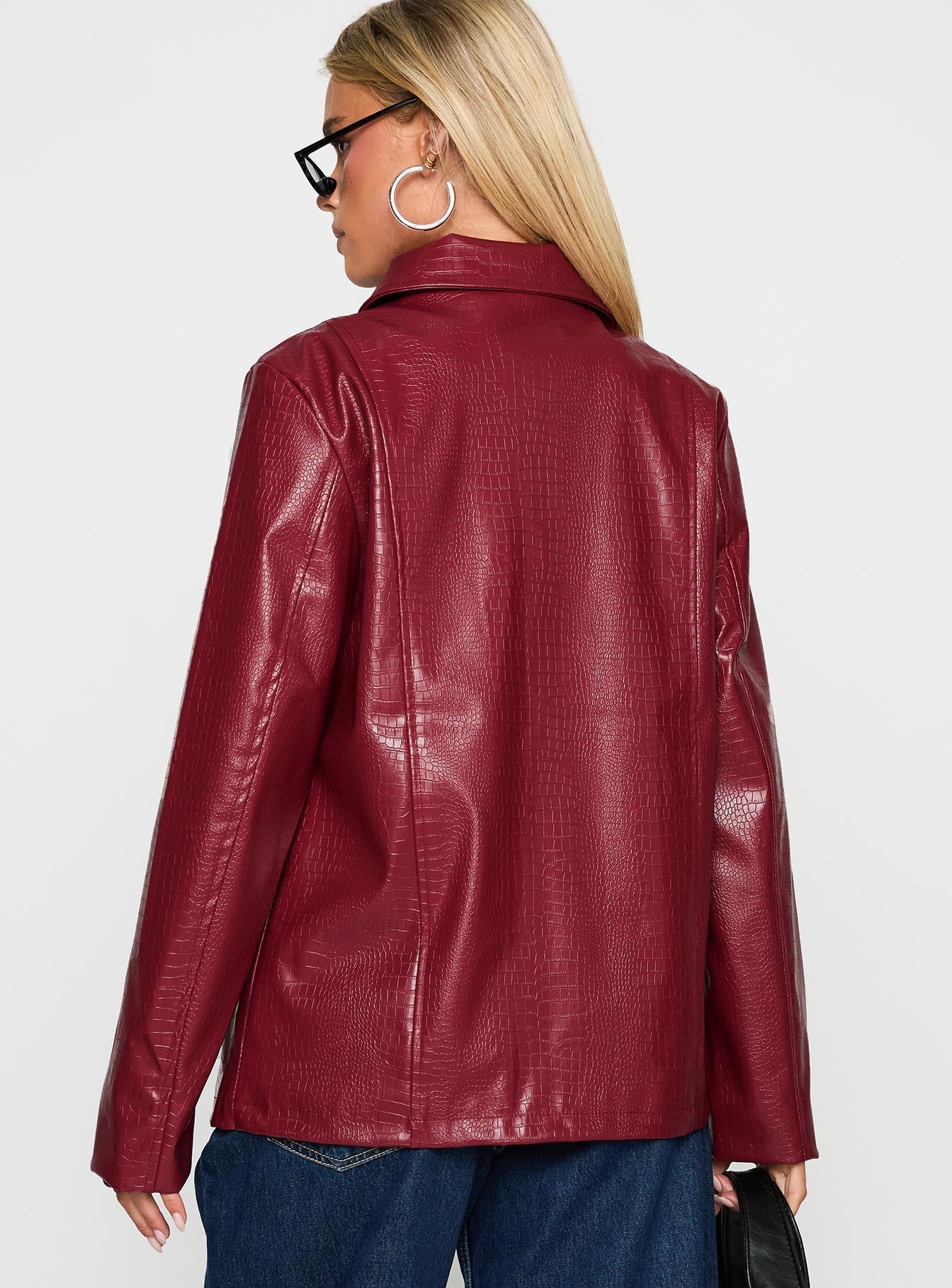 Friday Night Faux Leather Jacket Red