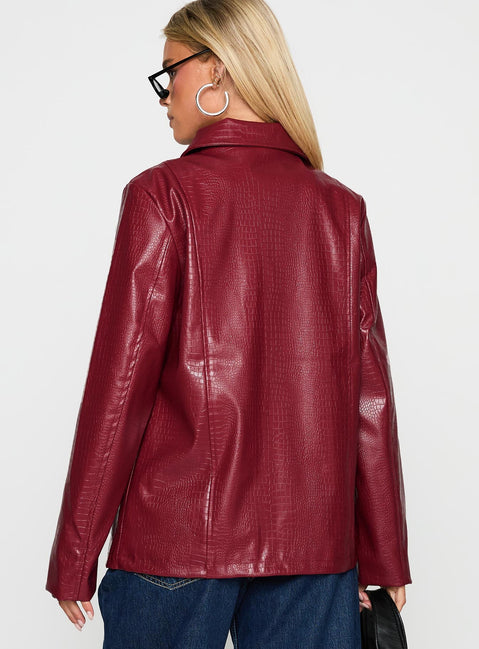 Friday Night Faux Leather Jacket Red
