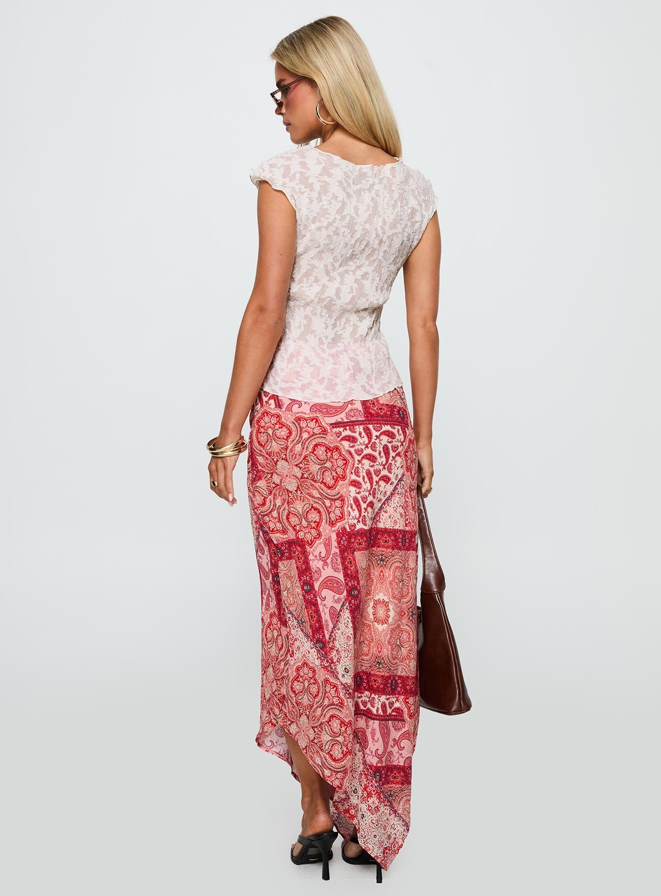 Cyriella Asymmetrical Midi Skirt Red