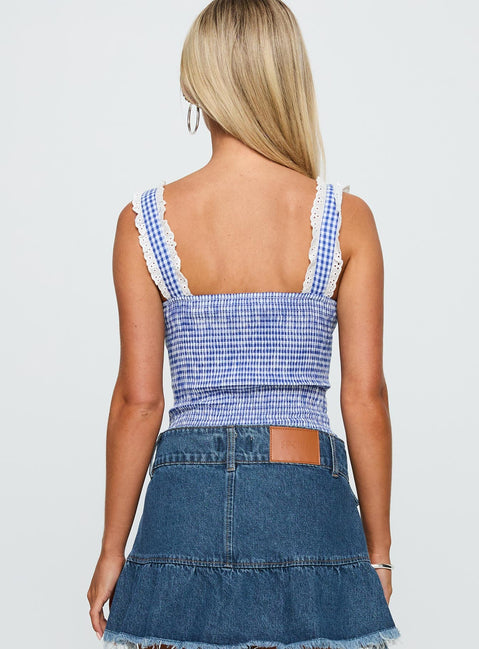 City Of Dreams Bodysuit Blue Gingham