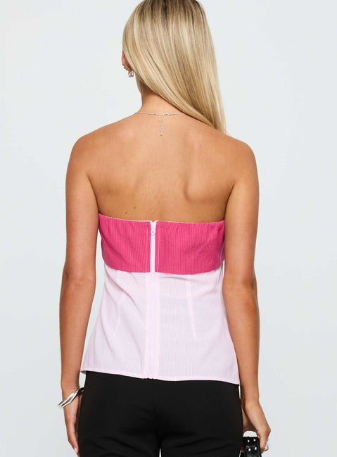 Same Situation Strapless Top Pink