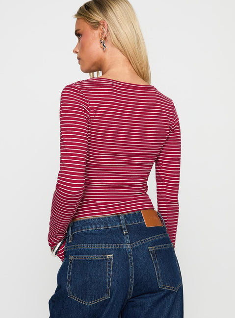 Passoni Long Sleeve Top Red / White Stripe