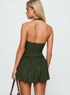 Mixie Halter Playsuit Olive Green