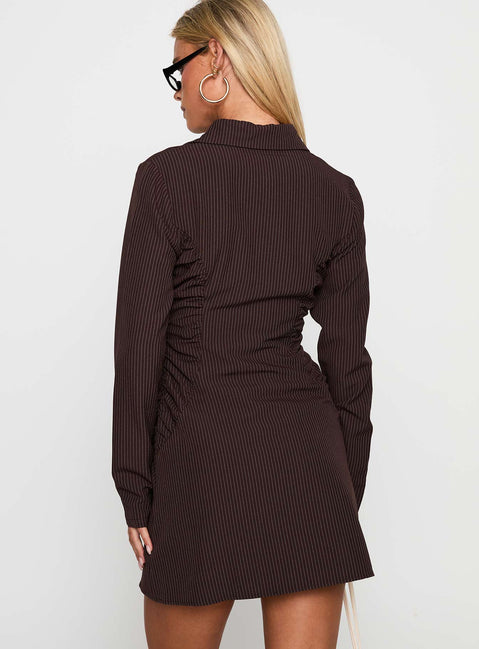 Insync Mini Dress Brown / Pinstripe