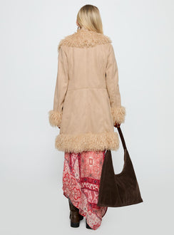 Josefina Faux Fur Detail Jacket Beige