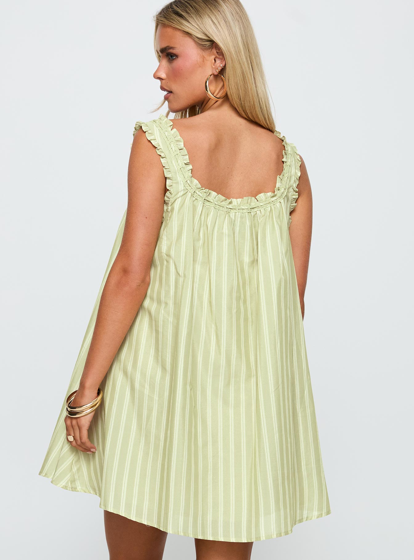 Swing Mini Dress Green Stripe