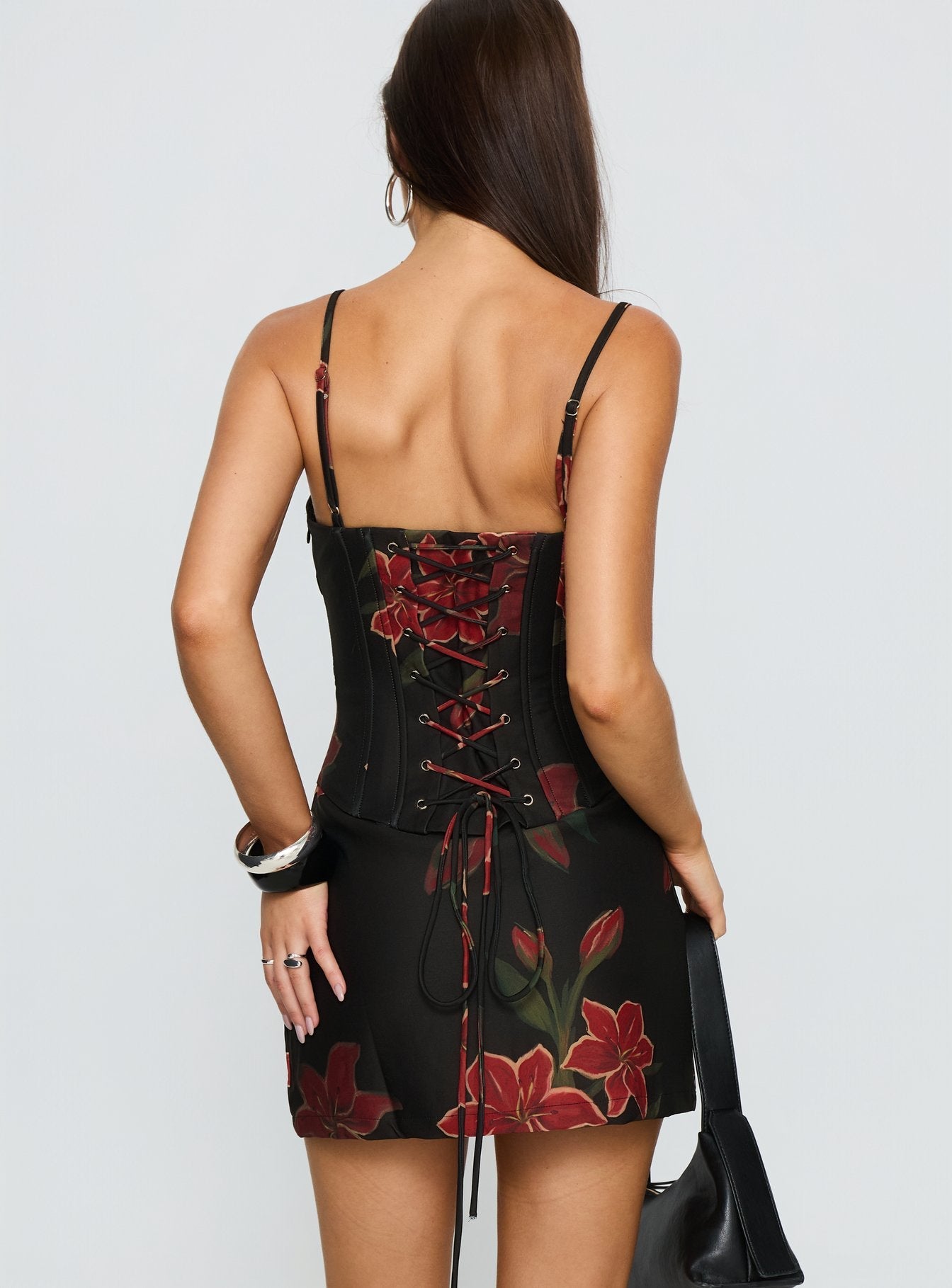 Julisa Corset Mini Dress Red / Black Floral