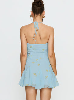 Delamere Mini Dress Pastel Blue Floral