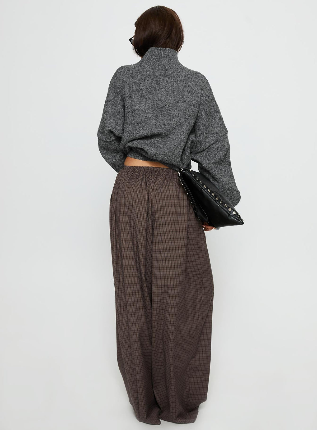 Bungala Oversized Relaxed Pant Brown Check Petite