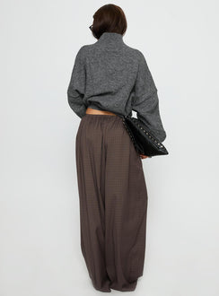 Bungala Oversized Relaxed Pant Brown Check Petite
