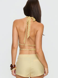Ellice Backless Halter Top Lemon / White Polka