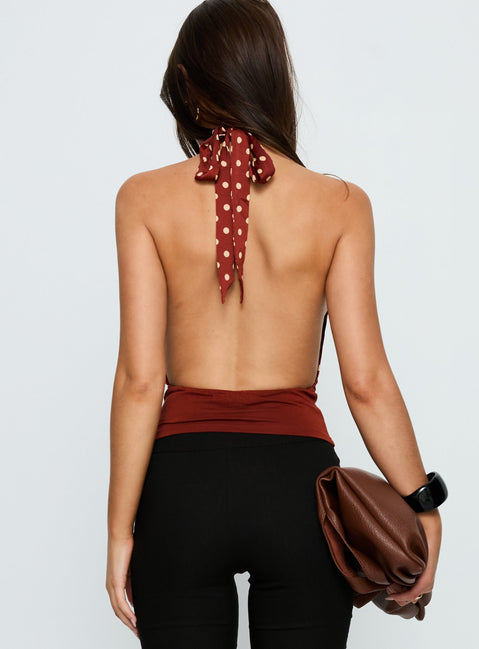 Rania Top Polka Burnt Red