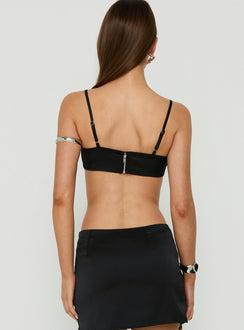 Edeniah Satin Micro Crop Top Black