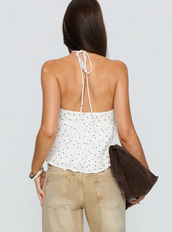 Moonlit Top White Polka