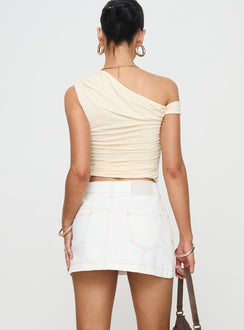 Nicolina Low Rise Denim Mini Skirt Ecru