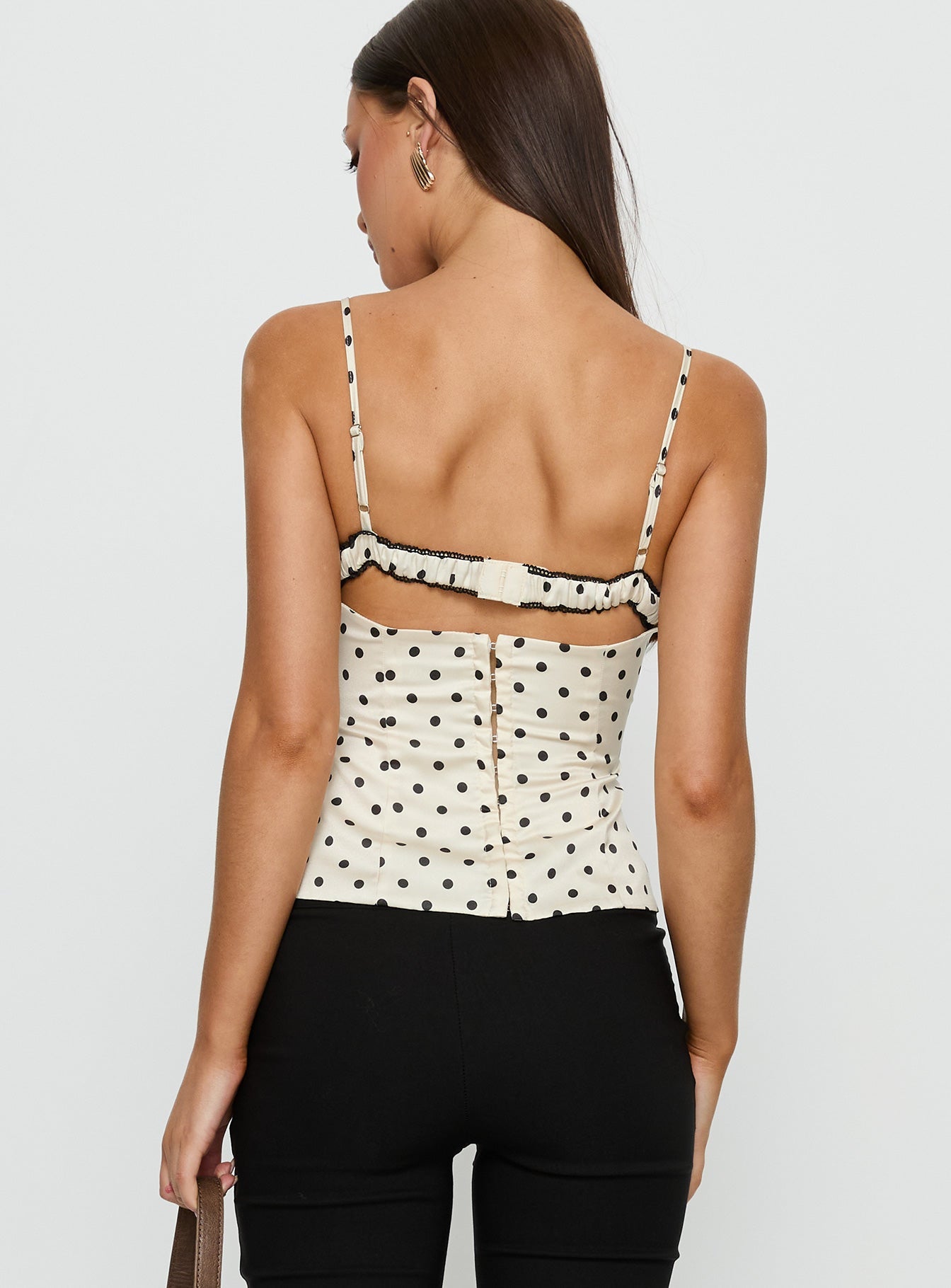 Renaissance Corset Lace Top White Polka