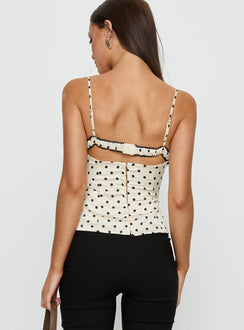 Renaissance Corset Lace Top White Polka