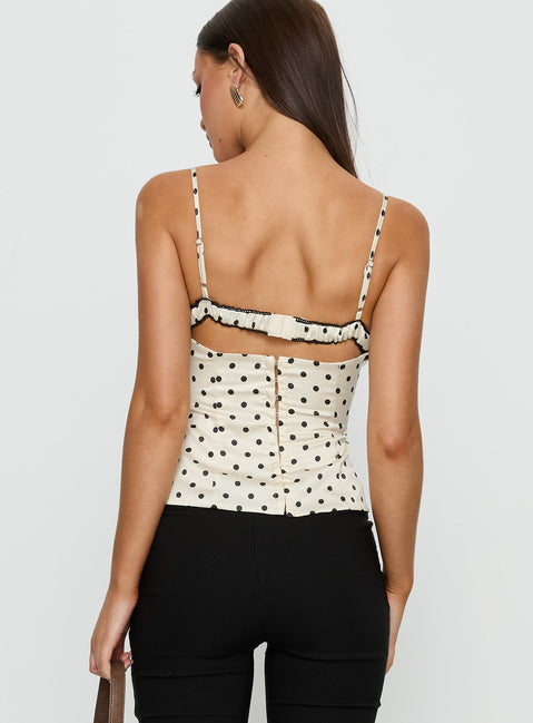 Renaissance Corset Lace Top White Polka