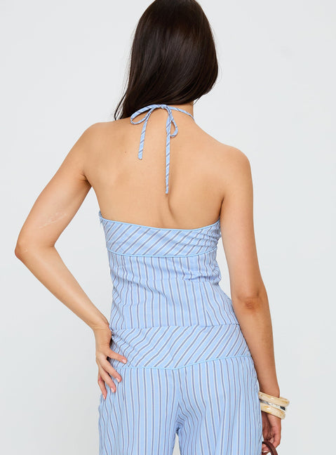 Sofea Halter Top Blue Stripe