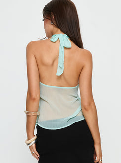 Celsea Beaded Sheer Cami Top Aqua
