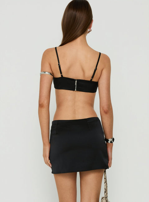 Edeniah Satin Mini Skirt Black