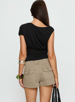 Dewie Studded Denim Short Brown