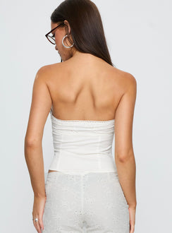 Pamella Strapless Anglaise Top White