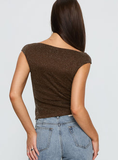 Cheirosa Off Shoulder Top Brown Shimmer