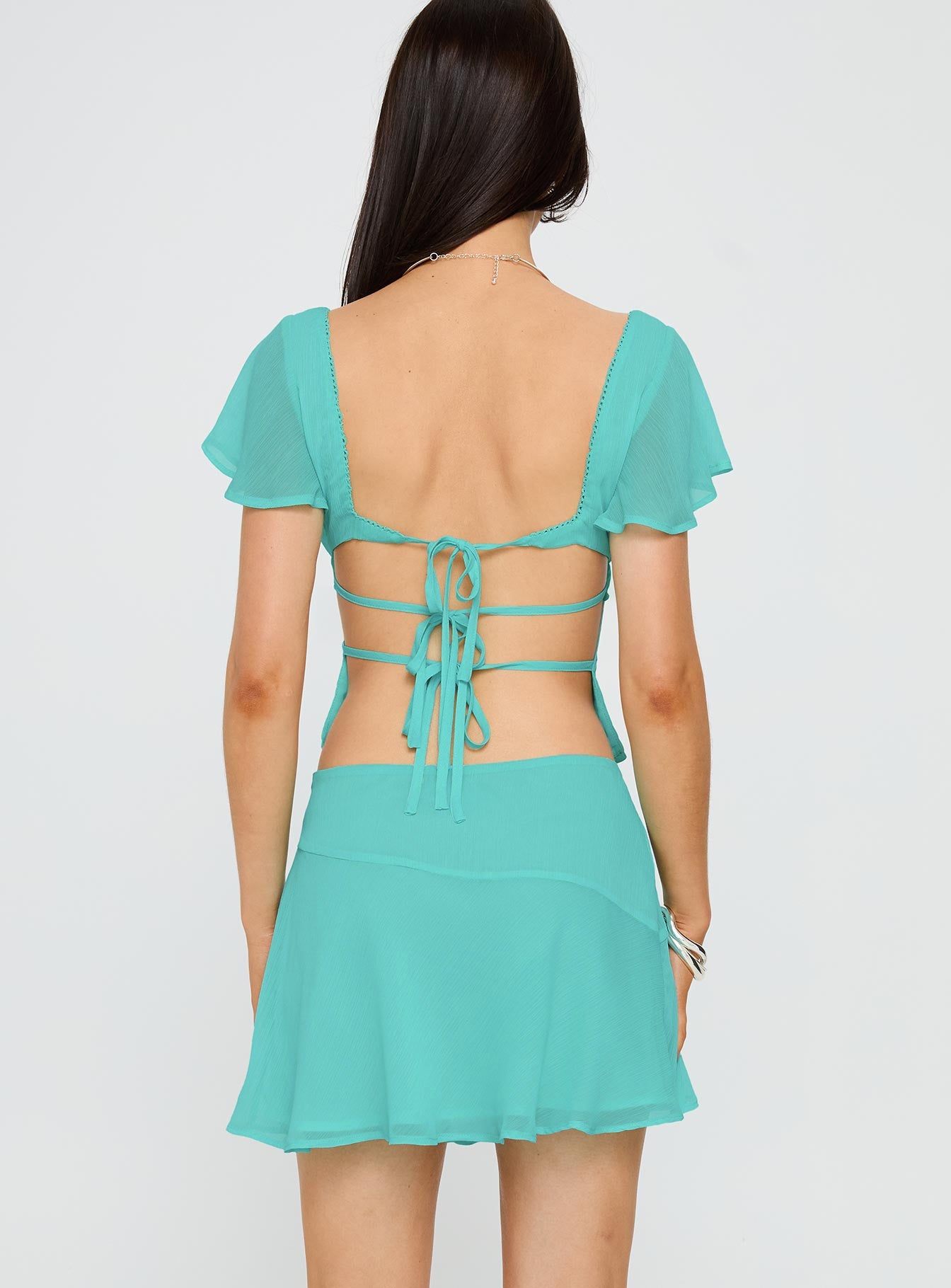 Pappilion Asymmetrical Mini Skirt Aqua Mini Skirts Skirts 