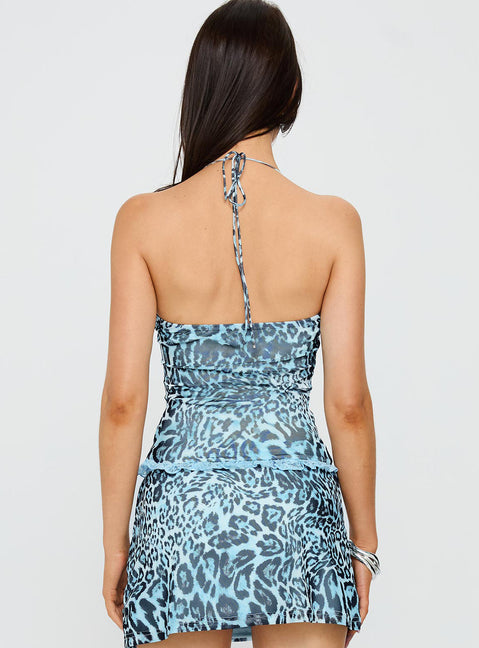 Inner Beauty Top Blue Leopard