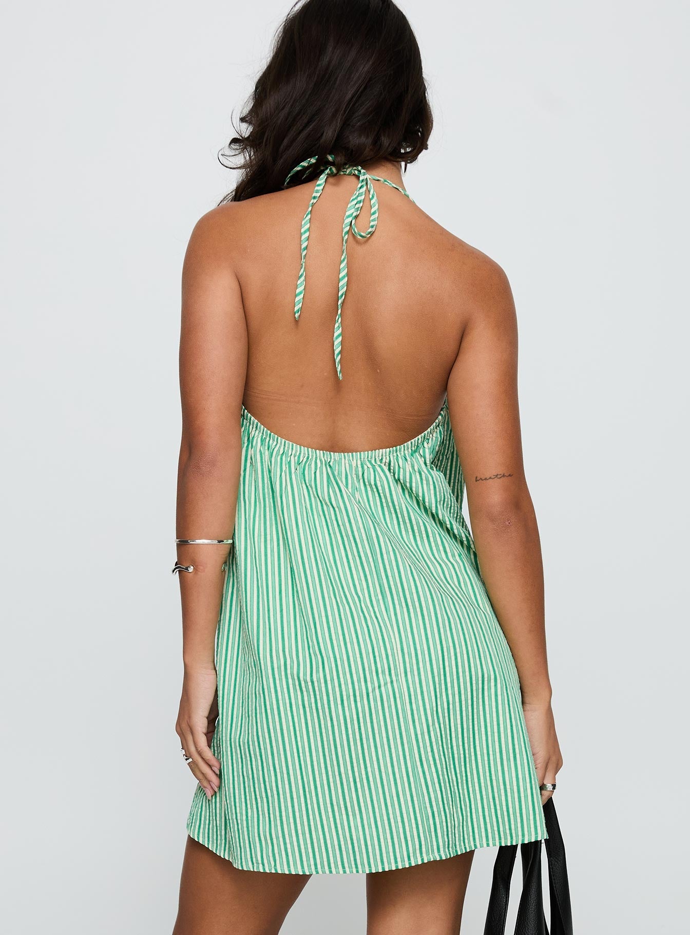 Winx Halter Mini Dress Green Stripe