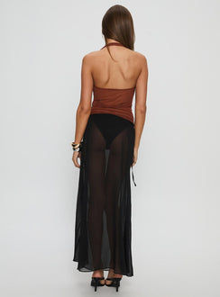 Onyxa Sheer Wrap Maxi Skirt Black