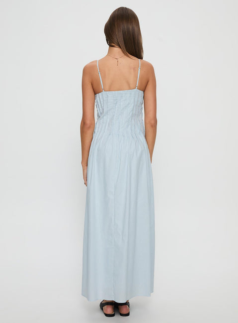 Adriela Pleat Maxi Dress Blue